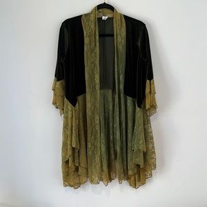 Green velvet and lace jacket